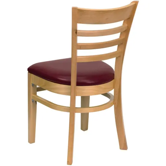 Emma and Oliver Ladder Back Wooden Restaurant Dining Chair BurgundyVYL/Natural {3}