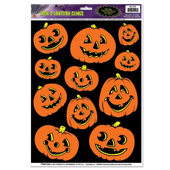 Beistle - Jack-O-Lantern Clings - 12" x 17" Sh - 12 Pack {1}
