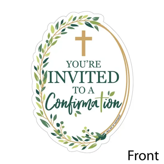 Big Dot of Happiness Confirmation Elegant Cross - Shaped Fill-in Invitations - Religious Party Invitation Cards with Envelopes - Set of 12 {3}