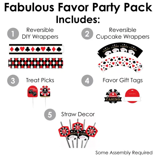 Big Dot of Happiness Las Vegas - Casino Party Favors and Cupcake Kit - Fabulous Favor Party Pack - 100 Pieces {3}