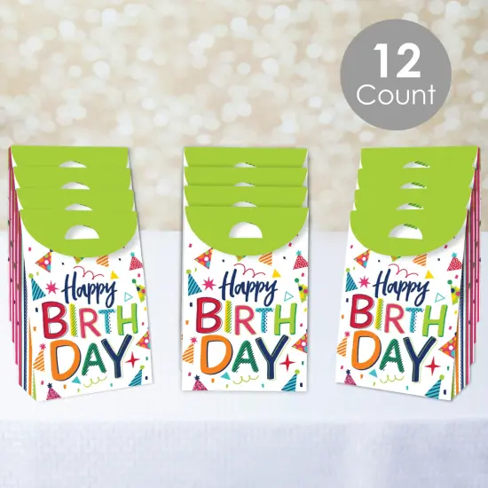 Big Dot of Happiness Cheerful Happy Birthday - Colorful Birthday Gift Favor Bags - Party Goodie Boxes - Set of 12 {3}