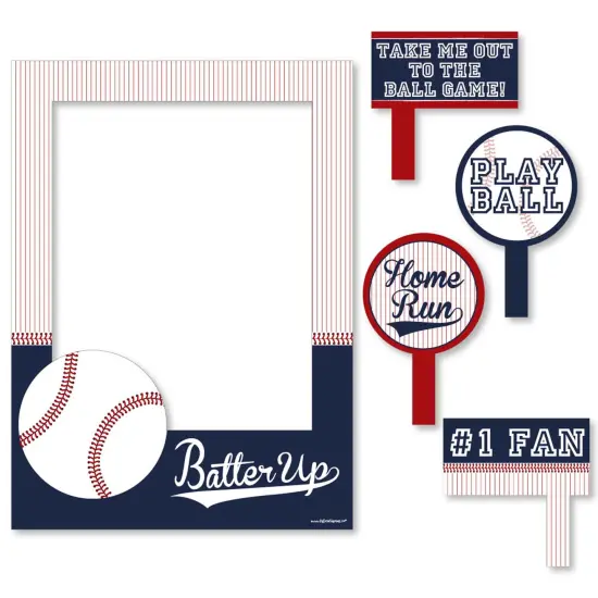 Big Dot of Happiness Batter Up - Baseball - Birthday Party or Baby Shower Selfie Photo Booth Picture Frame & Props - Printed on Sturdy Material {7}