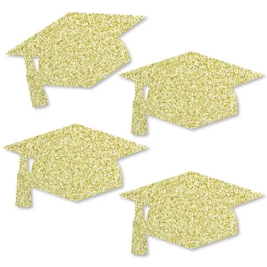Big Dot of Happiness Gold Glitter Grad Cap - No-Mess Real Gold Glitter Cut-Outs - Graduation Party Confetti - Set of 24 {1}