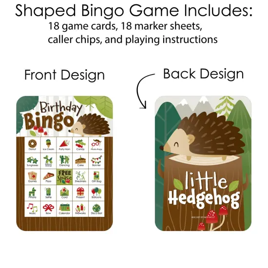 Big Dot of Happiness Forest Hedgehogs - Picture Bingo Cards and Markers - Woodland Birthday Party Bingo Game - Set of 18 {4}