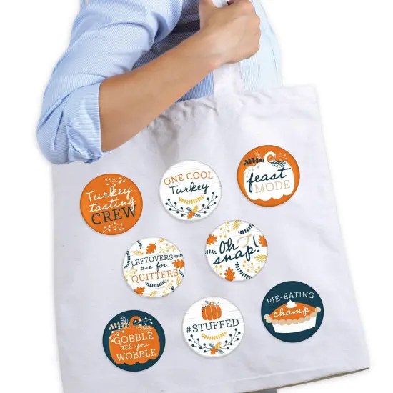 Big Dot of Happiness Happy Thanksgiving - 3 inch Fall Harvest Party Badge - Pinback Buttons - Set of 8 {3}