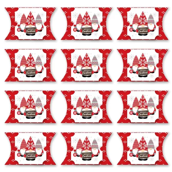 Big Dot of Happiness Christmas Gnomes - Favor Gift Boxes - Holiday Party Large Pillow Boxes - Set of 12 {6}