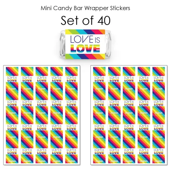 Big Dot of Happiness Love is Love - Pride - Mini Candy Bar Wrapper Stickers - Rainbow Party Small Favors - 40 Count {4}