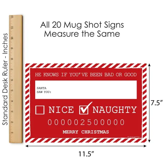 Big Dot of Happiness Santa's Naughty List Mug Shots - Christmas Party Photo Booth Props Party Mugshot Signs - 20 Count {7}