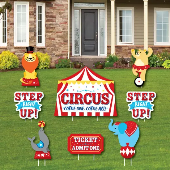Big Dot of Happiness Carnival - Step Right Up Circus - Yard Sign and Outdoor Lawn Decorations - Carnival Themed Party Yard Signs - Set of 8 {1}