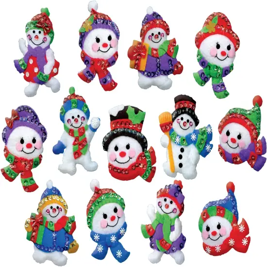 Design Works Felt Ornament Applique Kit Set Of 13-Jolly Snowman {1}