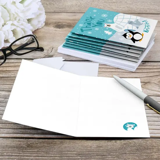 Big Dot of Happiness Arctic Polar Animals - Winter Baby Shower or Birthday Party Thank You Cards (8 Count) {6}
