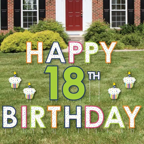 Big Dot of Happiness 18th Birthday - Cheerful Happy Birthday - Yard Sign Outdoor Lawn Decor - Colorful Birthday Party Yard Signs - Happy 18th Birthday {1}