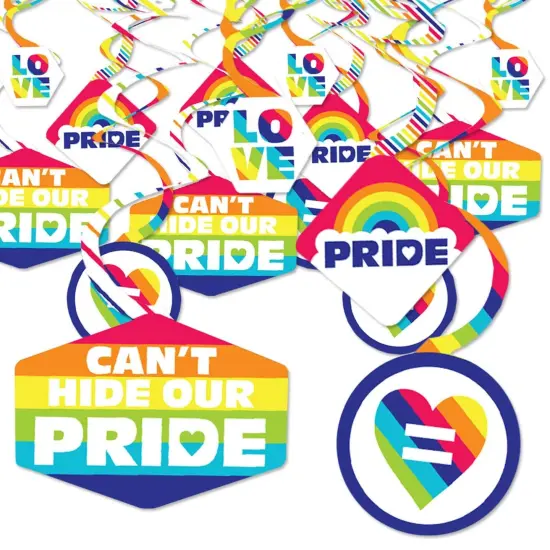 Big Dot of Happiness Love is Love - Pride - Rainbow Party Hanging Decor - Party Decoration Swirls - Set of 40 {1}