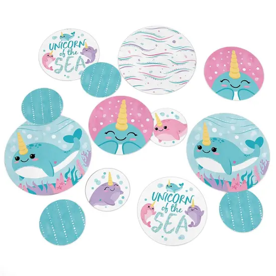 Big Dot of Happiness Narwhal Girl - Under The Sea Baby Shower or Birthday Party Giant Circle Confetti - Party Decorations - Large Confetti 27 Count {1}
