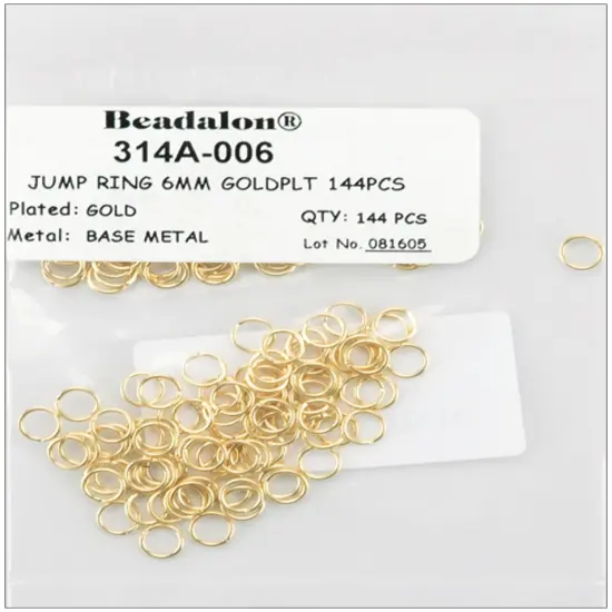 Beadalon Jump Rings 6mm 144/Pkg-Gold-Plated {1}