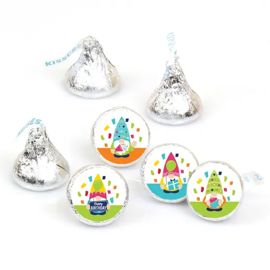 Big Dot of Happiness Gnome Birthday - Happy Birthday Party Round Candy Sticker Favors - Labels Fits Hershey&rsquo;s Kisses (1 sheet of 108) {1}