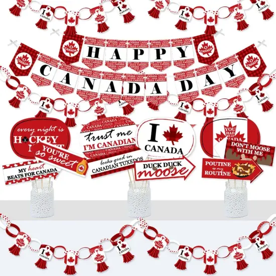 Big Dot of Happiness Canada Day - Banner and Photo Booth Decorations - Canada Party Supplies Kit - Doterrific Bundle {1}