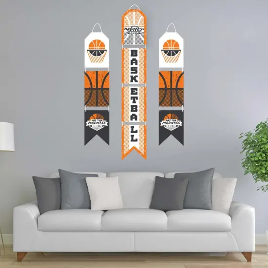 Big Dot of Happiness Basketball - Let The Madness Begin - Hanging Vertical Paper Door Banners - College Basketball Wall Decor Kit - Indoor Door Decor {3}