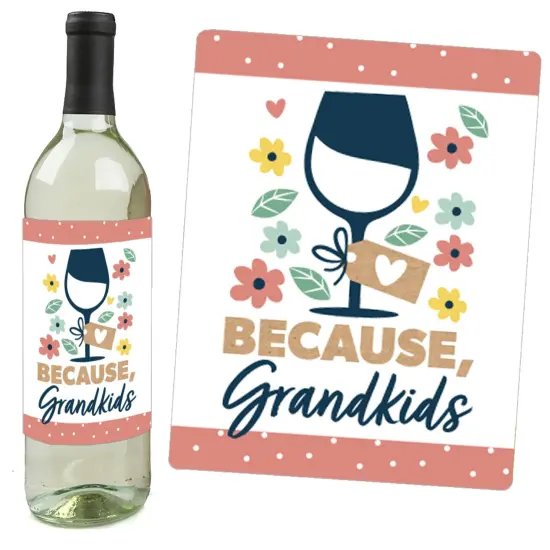 Big Dot of Happiness Grandma, Happy Mother's Day - We Love Grandmother Decorations for Women - Wine Bottle Label Stickers - Set of 4 {3}