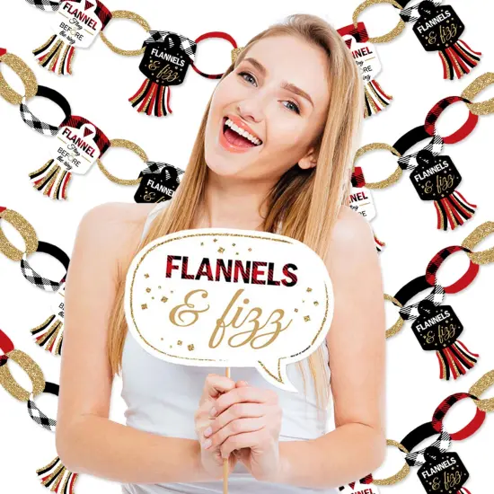 Big Dot of Happiness Flannel Fling Before The Ring - Banner & Photo Booth Decorations Buffalo Plaid Bachelorette Party Supplies Kit Doterrific Bundle {3}