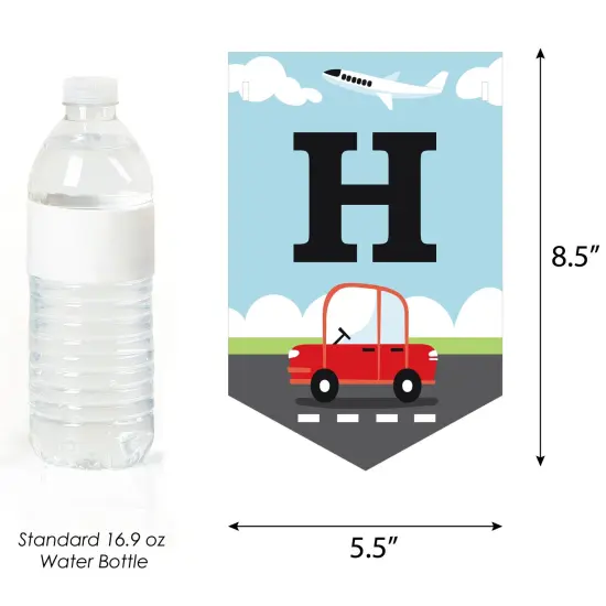 Big Dot of Happiness Cars, Trains, and Airplanes - Transportation Birthday Party Bunting Banner - Party Decorations - Happy Birthday {4}