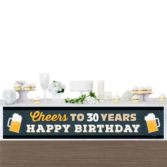 Big Dot of Happiness Cheers and Beers to 30 Years - Happy 30th Birthday Decorations Party Banner {4}