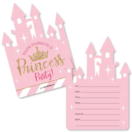 Big Dot of Happiness Little Princess Crown - Shaped Fill-in Invitations - Baby Shower or Birthday Party Invitation Cards with Envelopes - Set of 12 {1}