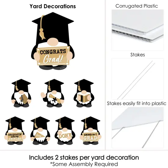 Big Dot of Happiness Grad Gnomes Outdoor Decorations - Graduation Yard Signs - Set of 8 {6}