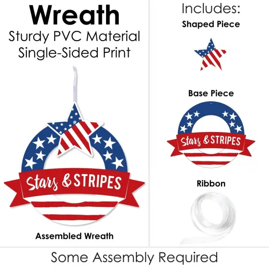 Big Dot of Happiness Stars & Stripes - Outdoor Memorial Day, 4th of July and Labor Day Patriotic Party Decor - Front Door Wreath {4}