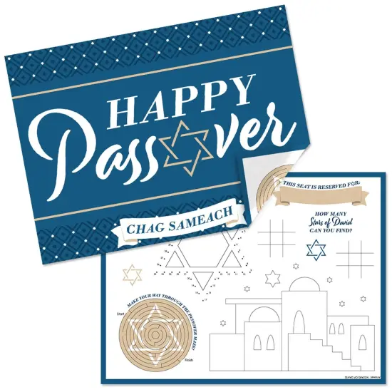 Big Dot of Happiness Happy Passover - Paper Pesach Party Coloring Sheets - Activity Placemats - Set of 16 {1}
