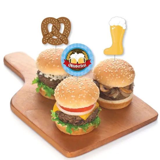 Big Dot of Happiness Oktoberfest - Dessert Cupcake Toppers - Beer Festival Clear Treat Picks - Set of 24 {4}