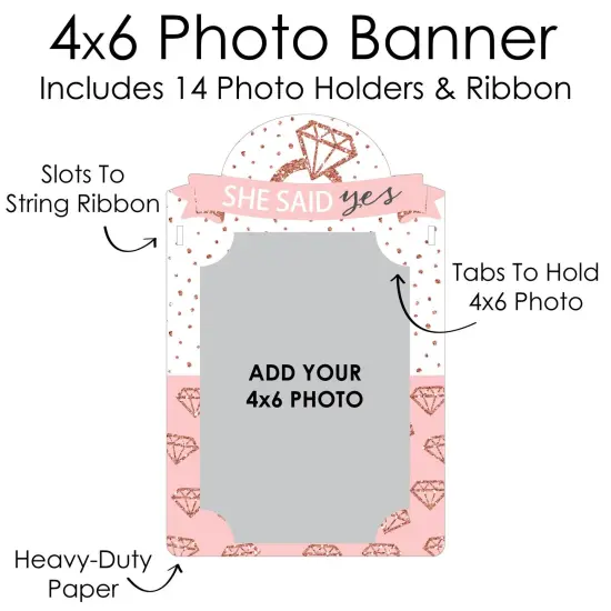 Big Dot of Happiness Bride Squad - DIY Rose Gold Bridal Shower or Bachelorette Party Decor - Picture Display - Photo Banner {7}