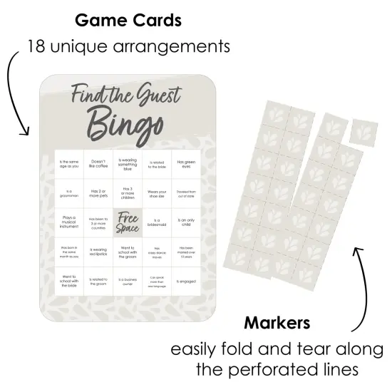Big Dot of Happiness Champagne Elegantly Simple - Find the Guest Bingo Cards and Markers - Wedding & Bridal Shower Bingo GameSet of 18 {3}