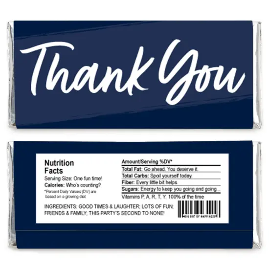 Big Dot of Happiness Navy Blue Elegantly Simple - Candy Bar Wrapper Guest Party Favors - Set of 24 {3}