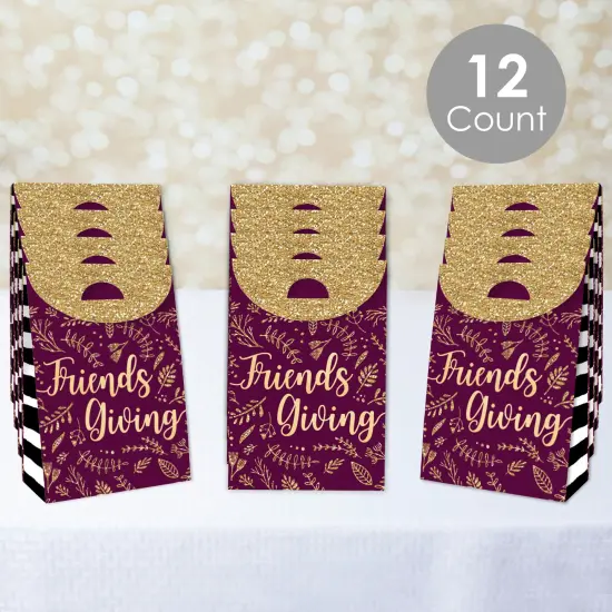 Big Dot of Happiness Elegant Thankful for Friends - Friendsgiving Thanksgiving Gift Favor Bags - Party Goodie Boxes - Set of 12 {3}
