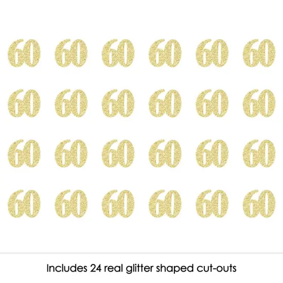 Big Dot of Happiness Gold Glitter 60 - No-Mess Real Gold Glitter Cut-Out Numbers - 60th Birthday Party Confetti - Set of 24 {3}