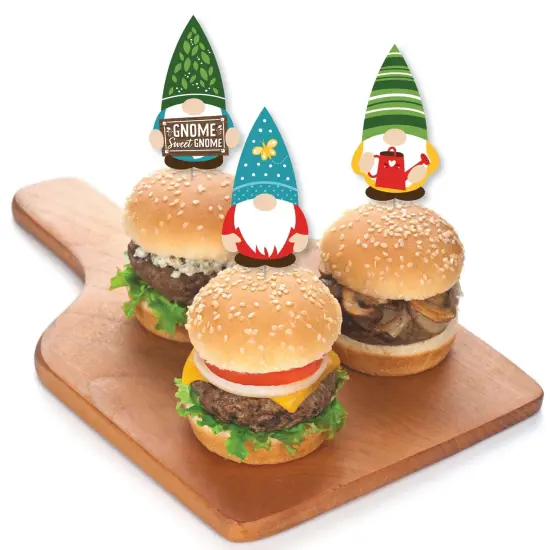 Big Dot of Happiness Garden Gnomes - Dessert Cupcake Toppers - Forest Gnome Party Clear Treat Picks - Set of 24 {4}