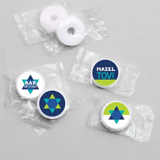 Big Dot of Happiness Blue Bar Mitzvah - Boy Party Round Candy Sticker Favors - Labels Fits Chocolate Candy (1 sheet of 108) {4}
