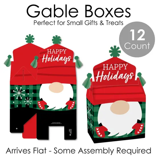 Big Dot of Happiness Red and Green Holiday Gnomes - Treat Box Party Favors - Christmas Party Goodie Gable Boxes - Set of 12 {7}