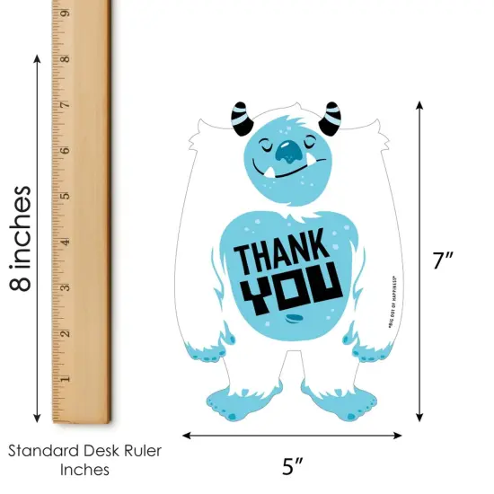 Big Dot of Happiness Yeti to Party - Shaped Thank You Cards - Abominable Snowman Party or Birthday Party Thank You Cards with Envelopes - Set of 12 {7}