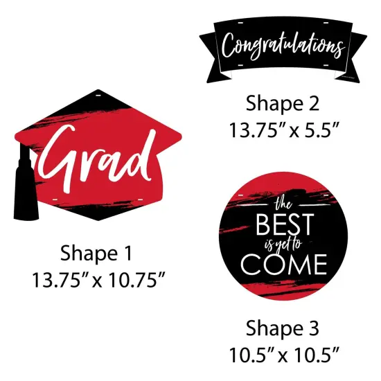 Big Dot of Happiness Red Grad - Best is Yet to Come - Hanging PorchRed Graduation Party Outdoor Decorations - Front Door Decor - 3 Piece Sign {7}