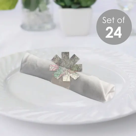 Big Dot of Happiness World Awaits - Travel Themed Party Paper Napkin Holder - Napkin Rings - Set of 24 {3}