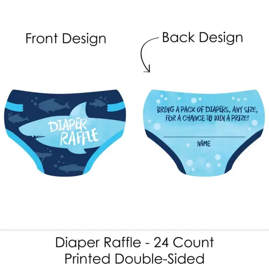 Big Dot of Happiness Shark Zone - Diaper Shaped Raffle Ticket Inserts - Jawsome Shark Baby Shower Activities - Diaper Raffle Game - Set of 24 {3}