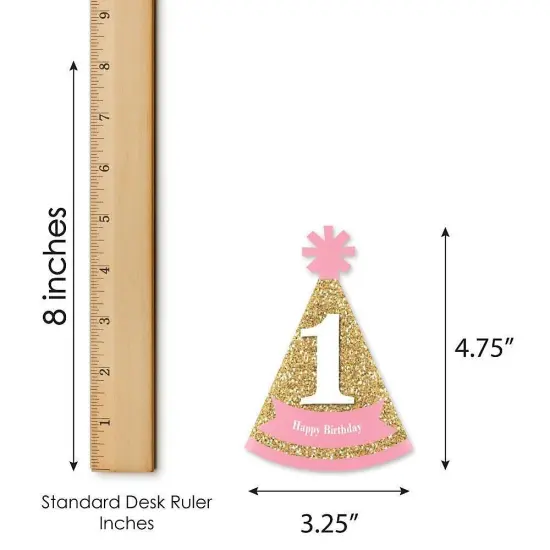 Big Dot of Happiness 1st Birthday Girl - Fun To Be One - Mini Cone First Birthday Party Hats - Small Little Party Hats - Set of 8 {6}