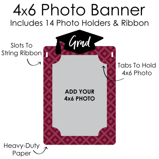 Big Dot of Happiness Maroon Grad - Best is Yet to Come - DIY Burgundy Graduation Party Decor - K-12 School Picture Display - Photo Banner {7}