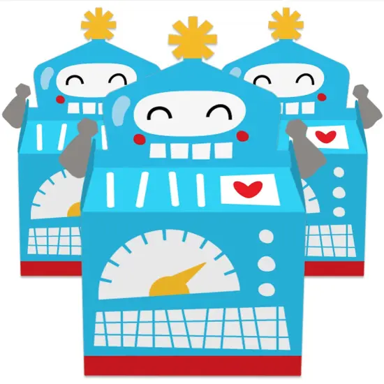 Big Dot of Happiness Gear Up Robots - Treat Box Party Favors - Birthday Party or Baby Shower Goodie Gable Boxes - Set of 12 {3}
