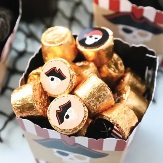 Big Dot of Happiness Beware of Pirates - Pirate Birthday Party Round Candy Sticker Favors - Labels Fits Chocolate Candy (1 sheet of 108) {6}