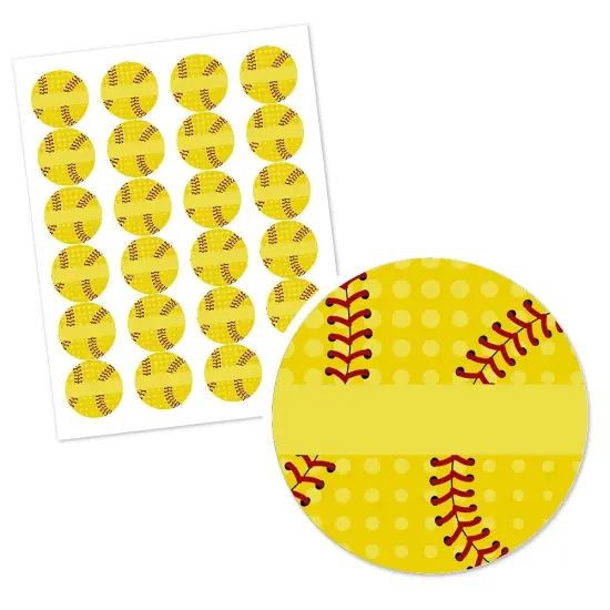 Big Dot of Happiness Grand Slam - Fastpitch Softball - Birthday Party or Baby Shower Circle Sticker Labels - 24 Count {3}