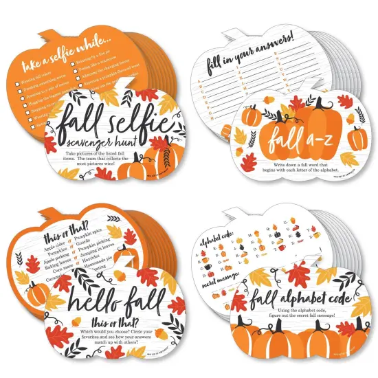 Big Dot of Happiness Fall Pumpkin - 4 Halloween or Thanksgiving Party Games - 10 Cards Each - Gamerific Bundle {1}
