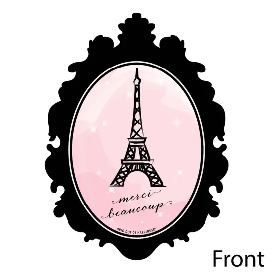 Big Dot of Happiness Paris, Ooh La La - Shaped Thank You Cards - Paris Themed Baby Shower or Birthday Party Thank You Cards with Envelopes - Set of 12 {4}